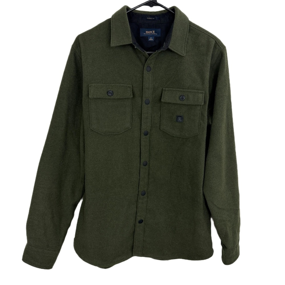 Roark Shirt Mens Small Green Nordsman Flannel Wool Blend Long Sleeve Classic Fit